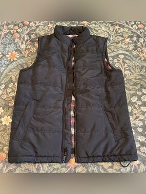 Weather Wear Men’s L Quilted Puffy Vest Black Plaid Full Zip Winter Outdoor Warm
